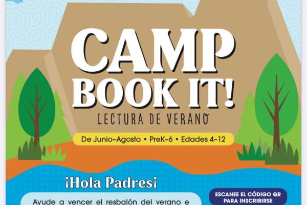 Students in PK-6th grade can earn one pan pizza a month during June through August for meeting reading goals.  Enroll in Camp Book It!